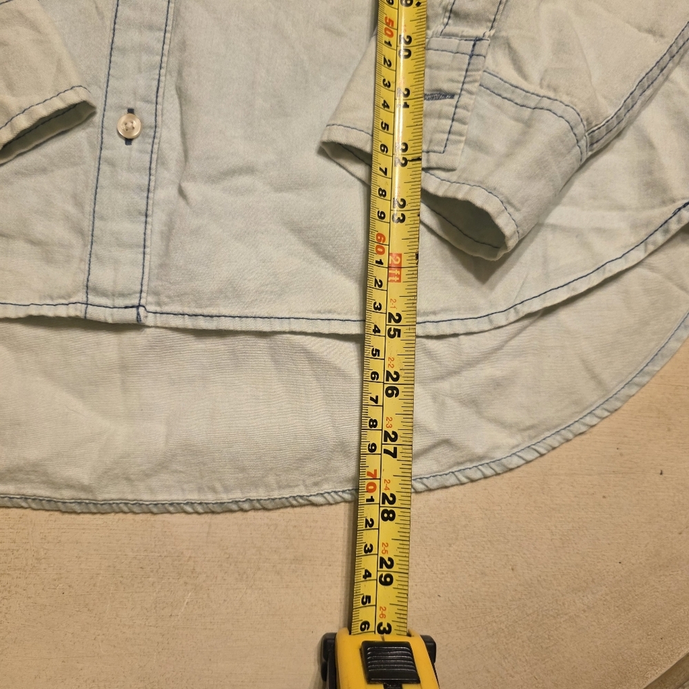 ​🌟 Prince & Fox XL Light Wash Denim Button Down Shirt Chambray Shacket Western - Picture 4 of 6